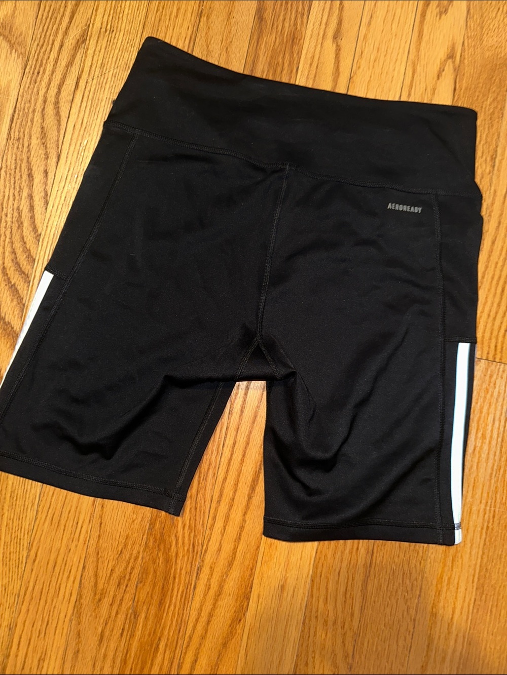 adidas Black Bike Shorts with White Side Stripes - Picture 3 of 3